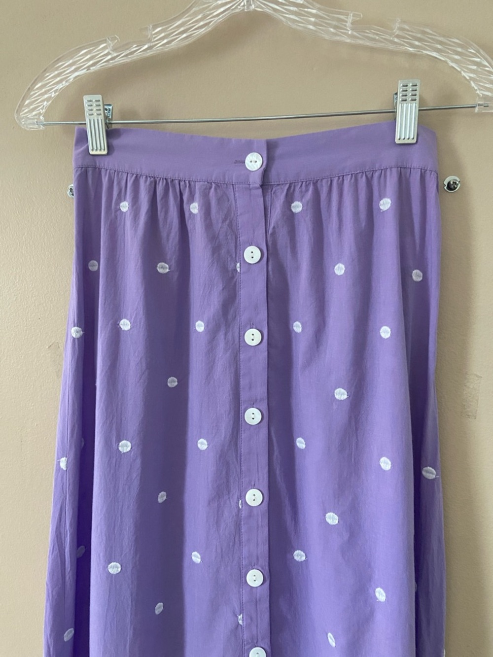 Miguelina Aiden Button Down Embroidered Cotton-voile Maxi Skirt Lilac Size XS - Picture 6 of 10